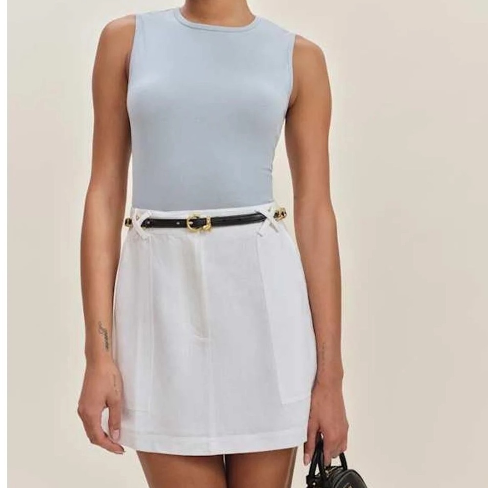 Reformation Etta White Linen Skirt
